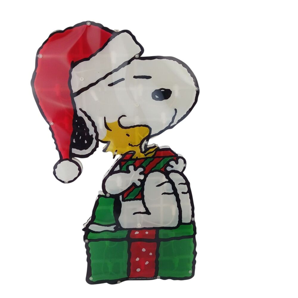 Vtg Peanuts Christmas Snoopy Woodstock Large 18” Lighted Display Sculpture